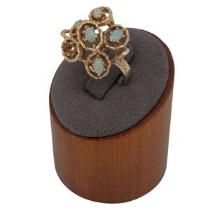 Vintage 18k Gold Opal Cluster Ring Size 7